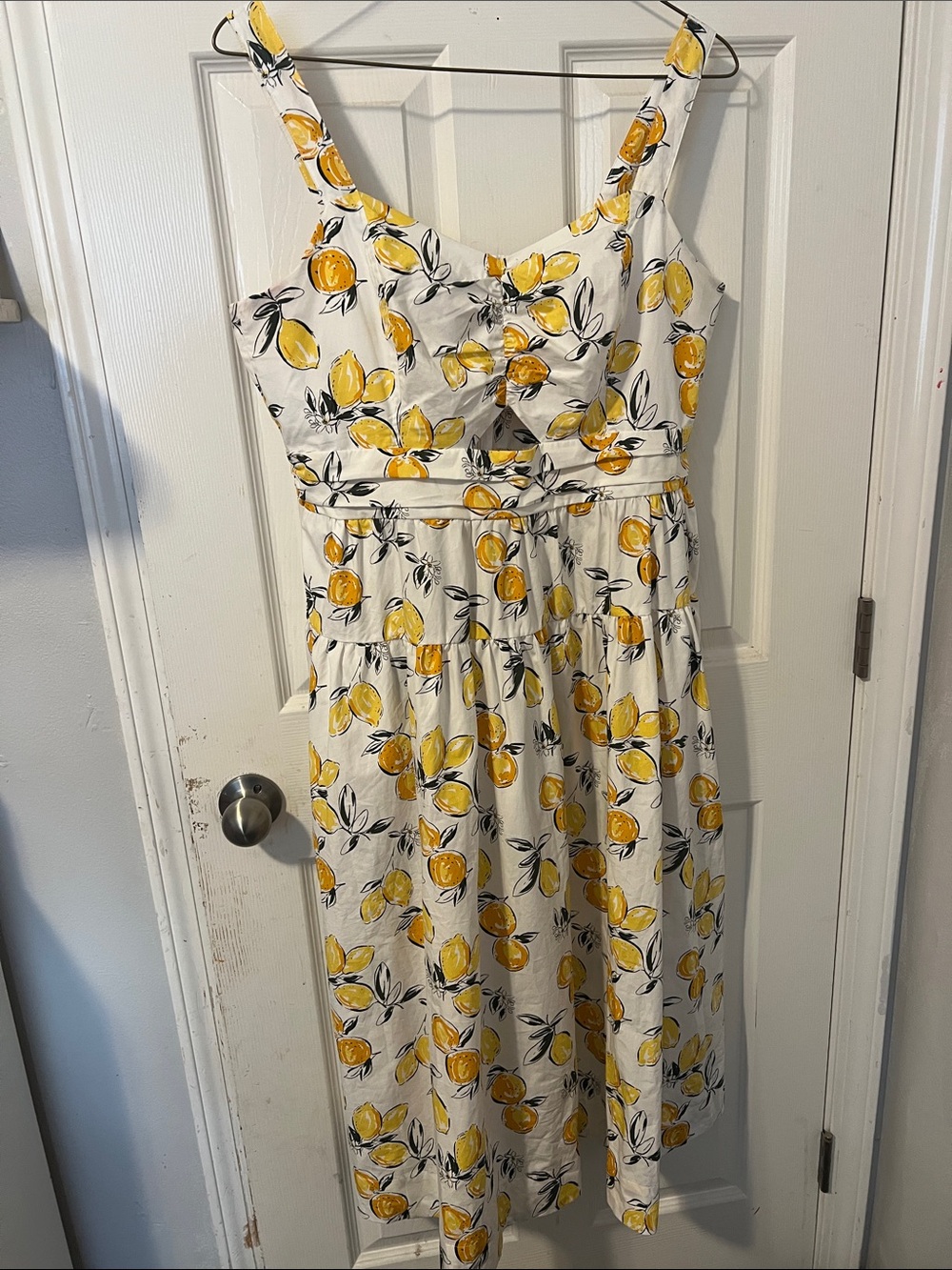 Free Assembly Yellow Lemon-Print Cotton Sundress with Scoop Neck